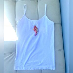 White Tank Top with Embellished Design